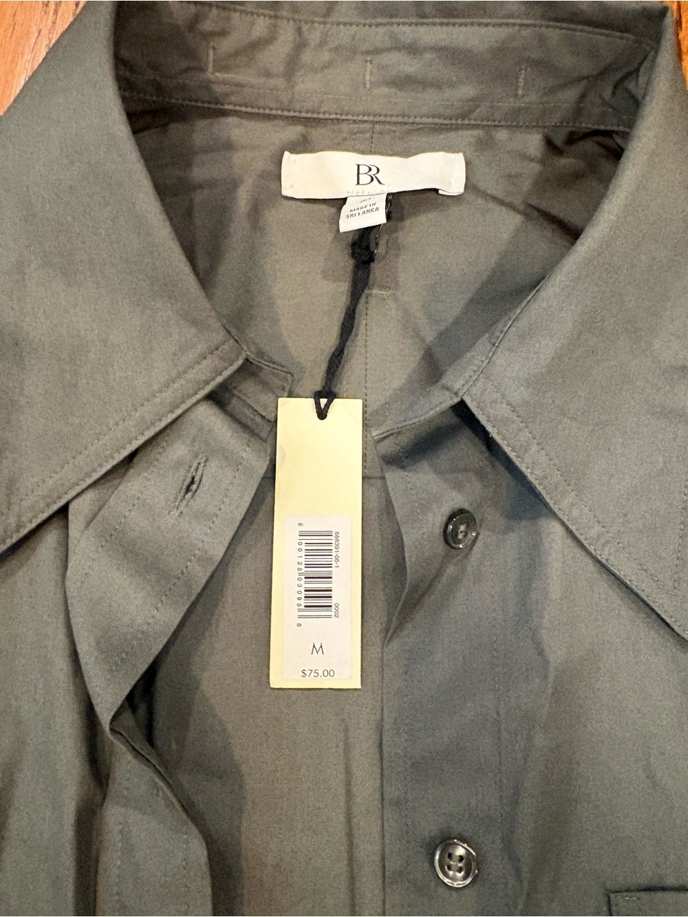 NWT Banana Republic Deep Olive Green Silky Cotton Button-Up Shirt